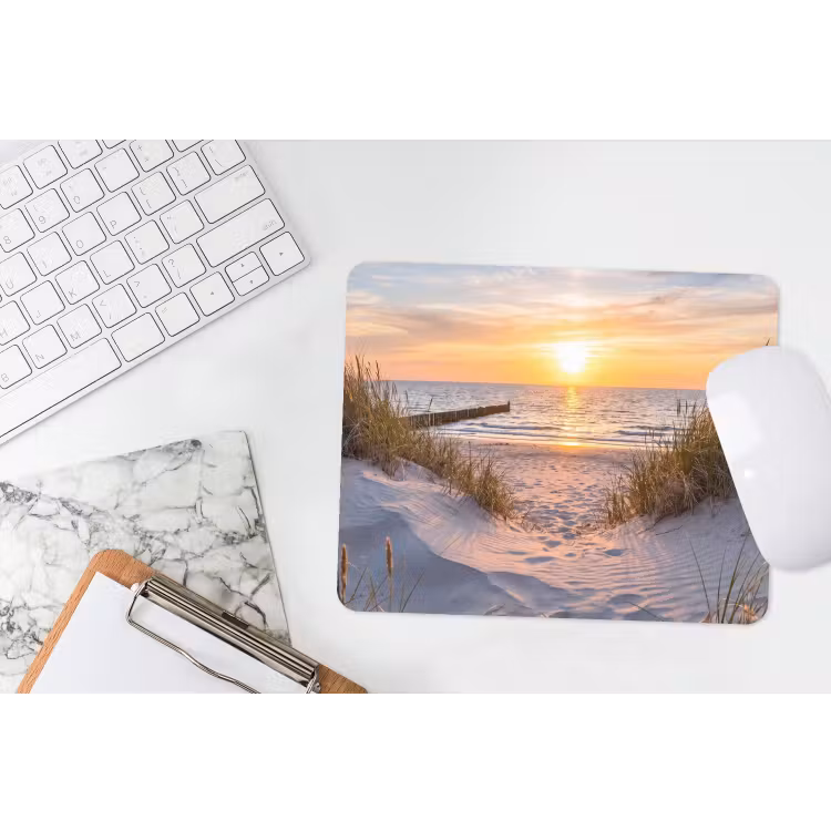 Strand - Zonsondergang - Natuur - Landschap muismat rubber klein -witbureau
