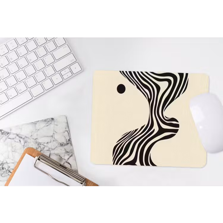 Beige - Lijnen - Golvend - Abstract muismat rubber klein -witbureau