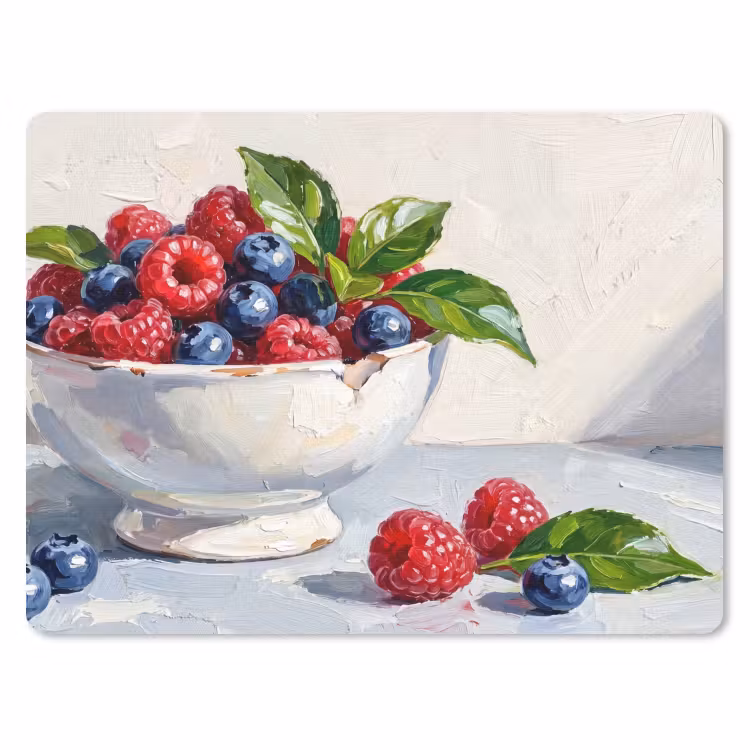 Mouse Pad - Berries - Bowl - Food - Bessen - Kom - Eten muismat rubber klein