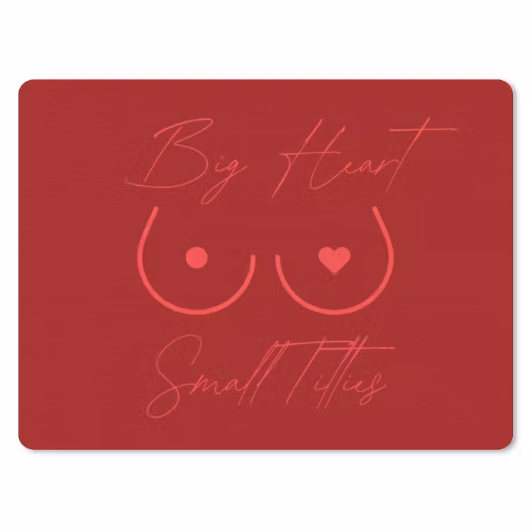 big heart small titties - Hart - Rood muismat rubber klein -3d