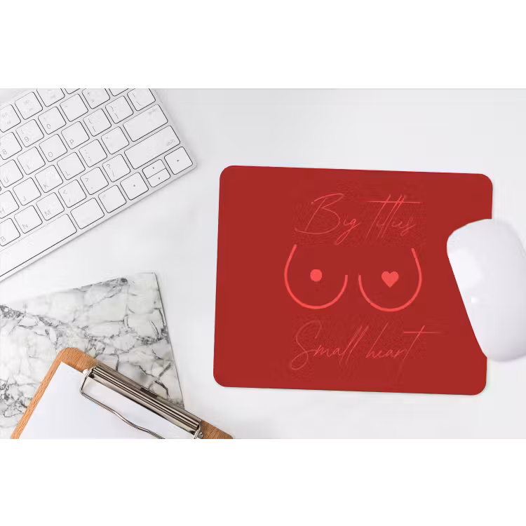 Big titties small heart - Rood - Hart muismat rubber klein -witbureau