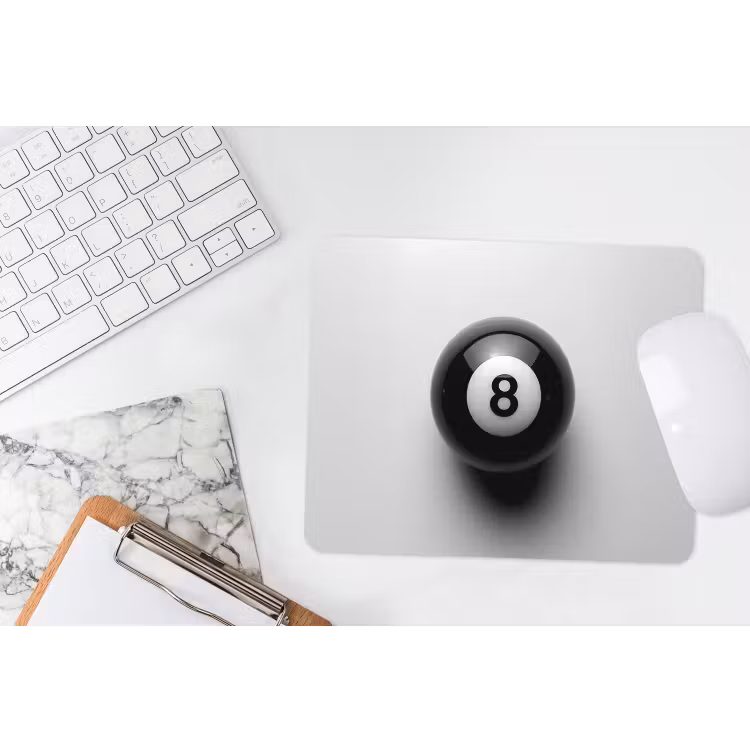Biljartbal - Getal - Acht - Wit muismat rubber klein -witbureau
