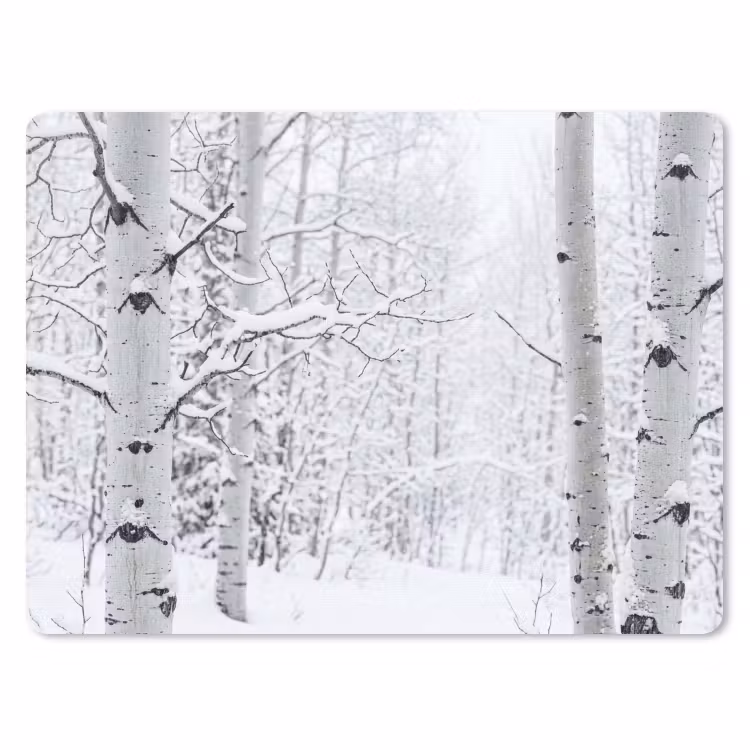 Berkenbomen - Sneeuw - Winter - Bos - Wit muismat rubber klein -3d