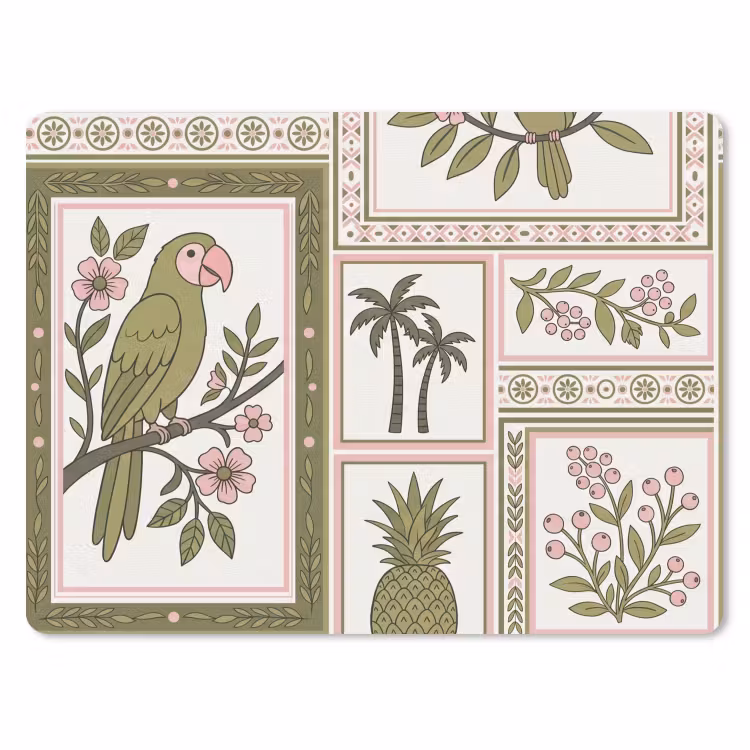 Vogel - Tropisch - Patroon - Decoratief - Groen muismat rubber klein -3d