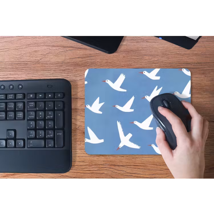Vogels - Wit - Patroon muismat rubber klein -toetsenbord