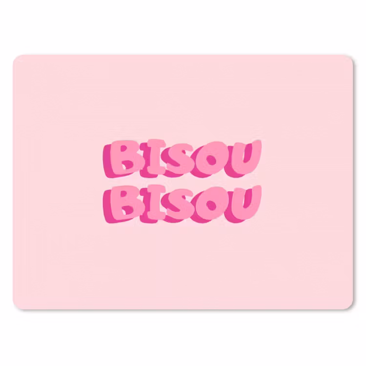 Bisou - Roze - Dikke letters muismat rubber klein -3d