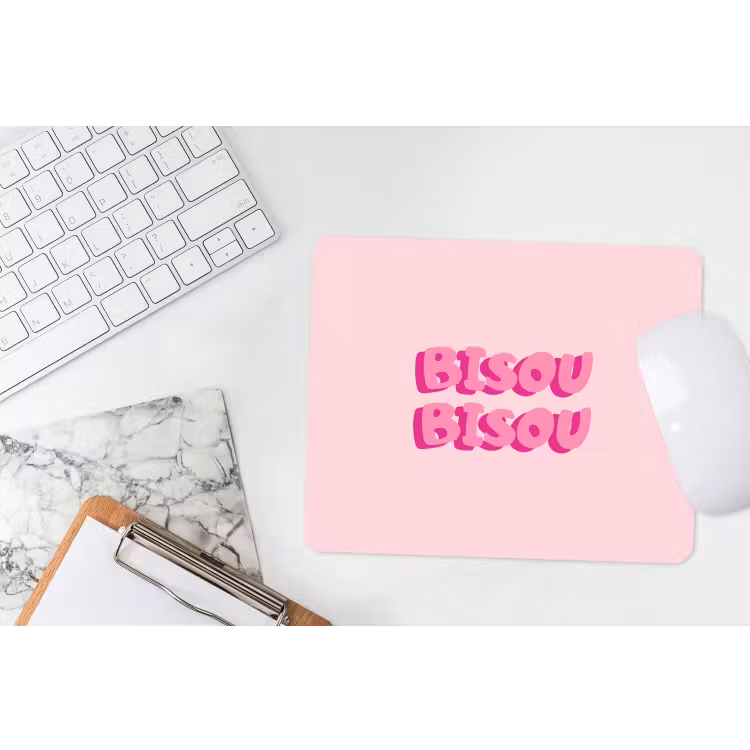 Bisou - Roze - Dikke letters muismat rubber klein -witbureau