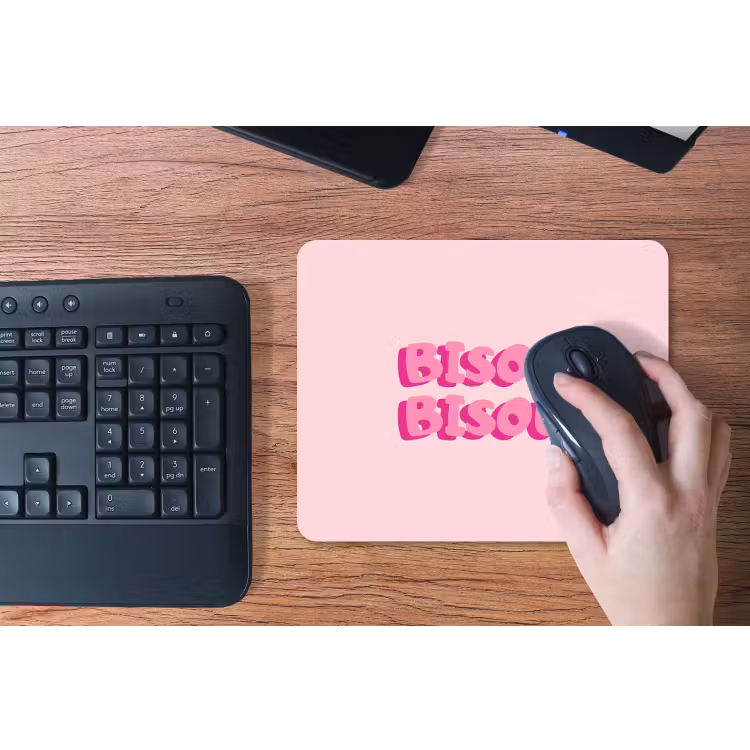 Bisou - Roze - Dikke letters muismat rubber klein -toetsenbord