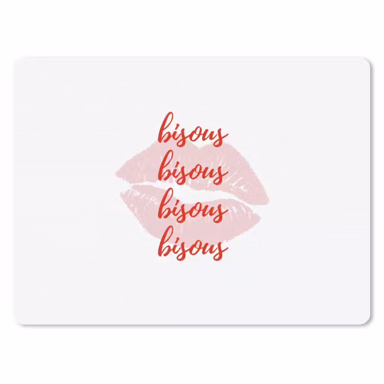 Bisous - Lip - Wit - Rood muismat rubber klein -3d