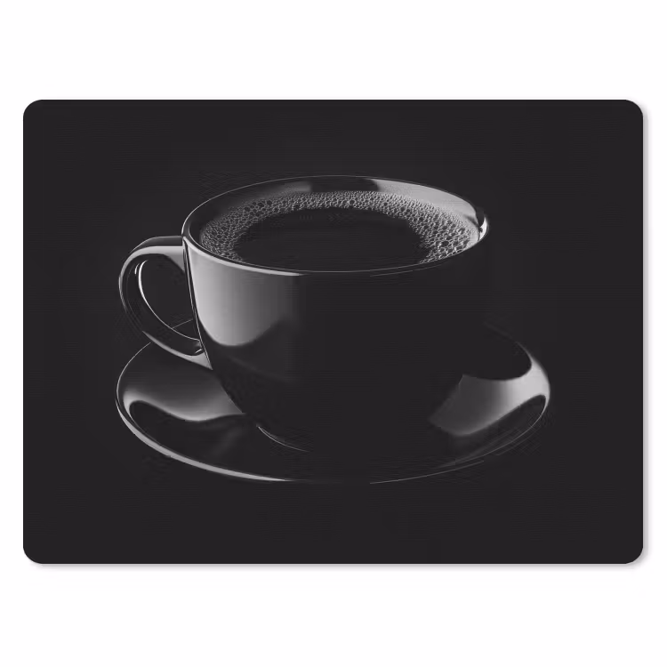 Zwart - Koffie - Kopje muismat rubber klein -3d