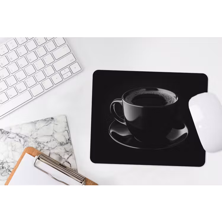 Zwart - Koffie - Kopje muismat rubber klein -witbureau