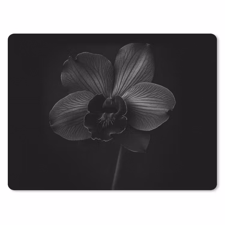 Zwart - Bloem - Orchidee muismat rubber klein -3d