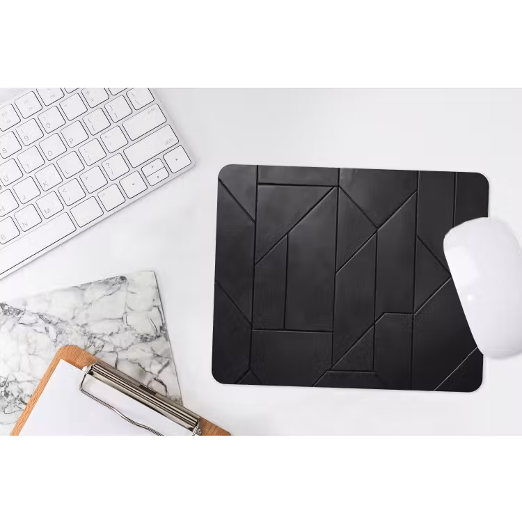 Zwart - Geometrisch - Tegeltjes muismat rubber klein -witbureau