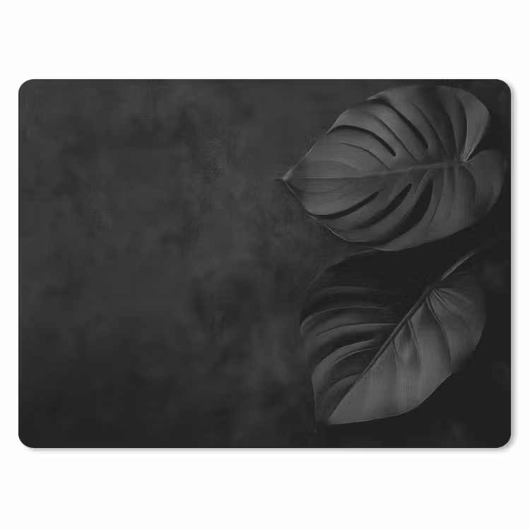 Zwart - Blad - Monstera muismat rubber klein -3d