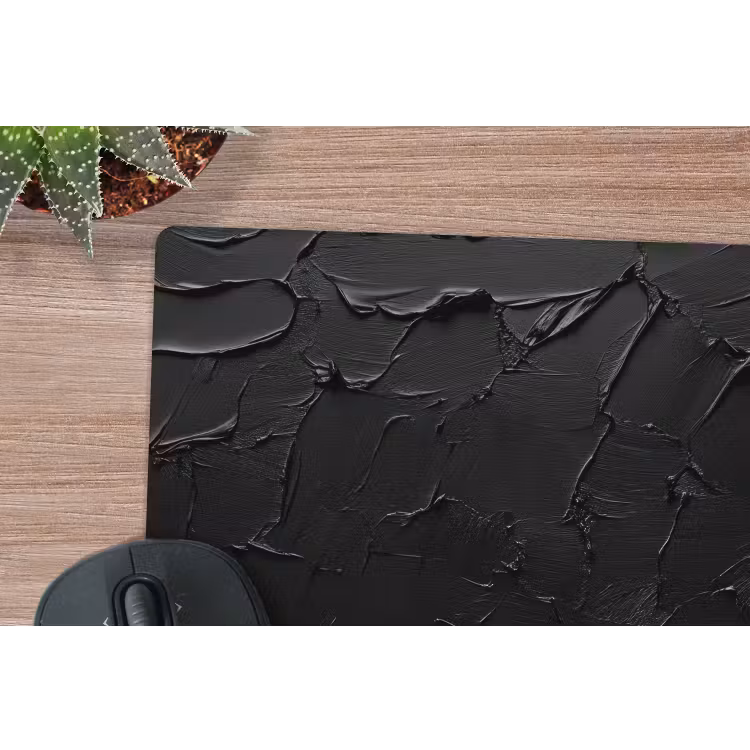 Zwart - Verf muismat rubber klein -closeup