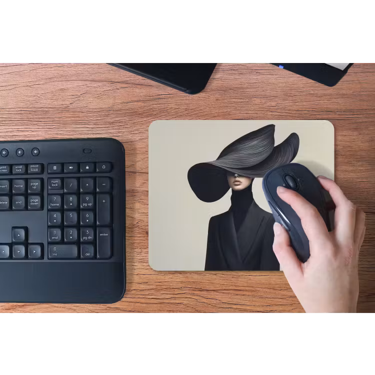 Zwart - Vrouw - Hoed muismat rubber klein -toetsenbord