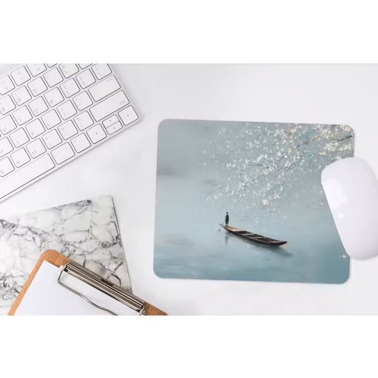 Bloesems - Minimalistisch - Wateroppervlak - Boot muismat rubber klein -witbureau