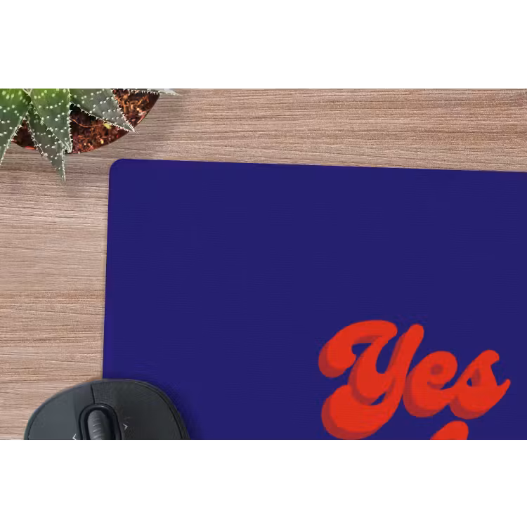 Blauw - Rood - Yes fun - 3D muismat rubber klein -closeup