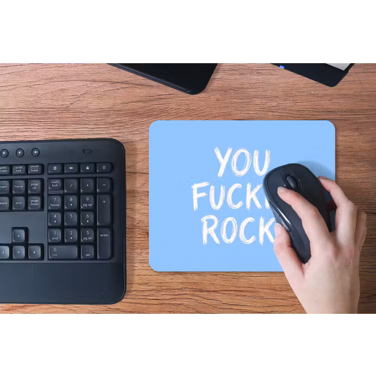 Blauw - Wit - You fuckin rock muismat rubber klein -toetsenbord