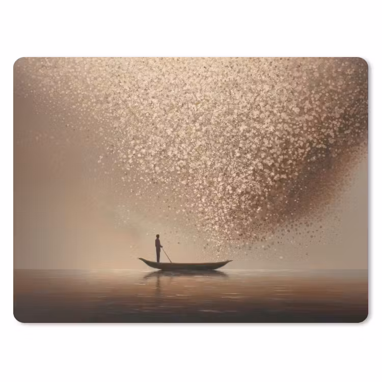 Bootje - Blaadjes - Goud - Water muismat rubber klein -3d