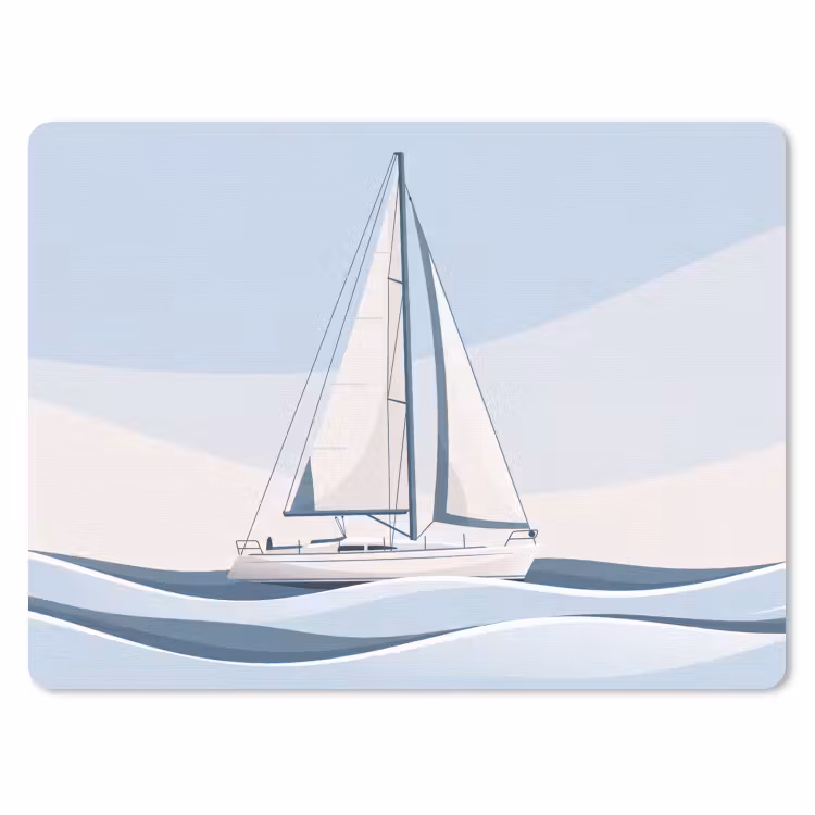 Boot - Zeil - Zee - Modern - Beige muismat rubber klein -3d