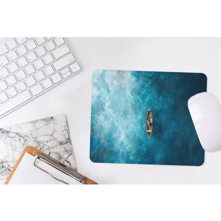 Bootje - Water - Blauw muismat rubber klein -witbureau