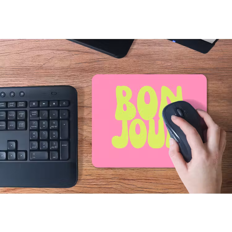 Bonjour - Roze - Fel groen muismat rubber klein -toetsenbord
