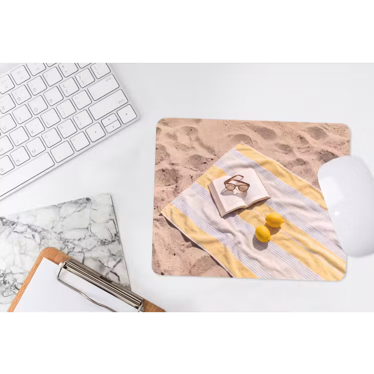 Boek - Zonnebril - Strand - Zomer - Geel muismat rubber klein -witbureau
