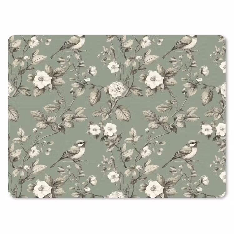 Botanisch - Vogels - Groen muismat rubber klein 262 -3d