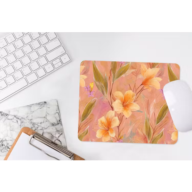 Botanisch - Bloemen - Kleurrijk muismat rubber klein 262 -witbureau