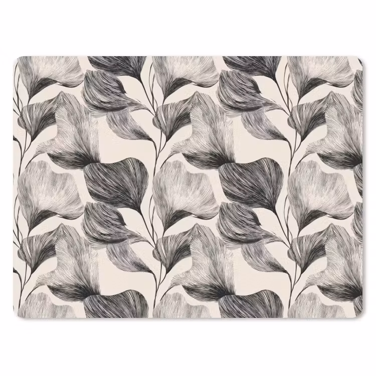 Botanisch - Bladeren - Zwart muismat rubber klein 262 -3d