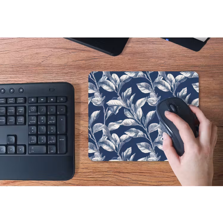 Botanisch - Patroon - Blauw muismat rubber klein 262 -toetsenbord