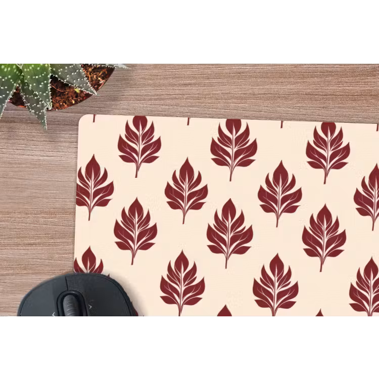 Botanisch - Patroon - Bordeaux muismat rubber klein 262 -closeup
