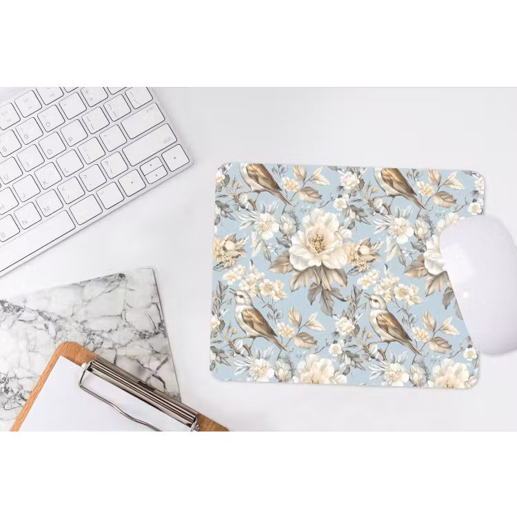 Botanisch - Zangvogel - Blauw muismat rubber klein 262 -witbureau