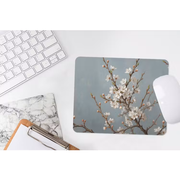 Botanisch - Stilleven - Blauw muismat rubber klein -witbureau