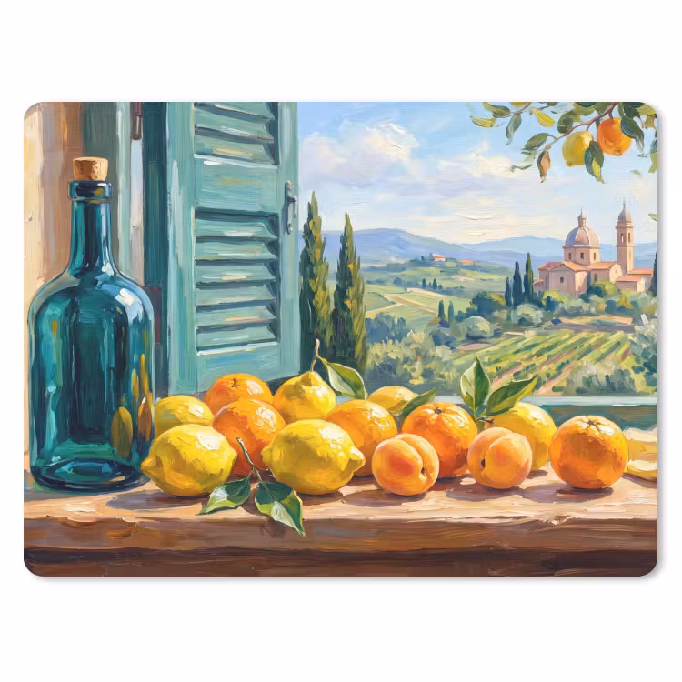 Mouse Pad - Bottle - Fruit - Still Life - Fles - Fruit - Stilleven muismat rubber klein