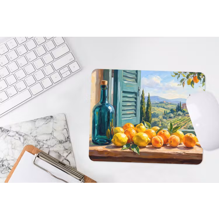 Mouse Pad - Bottle - Fruit - Still Life - Fles - Fruit - Stilleven muismat rubber klein