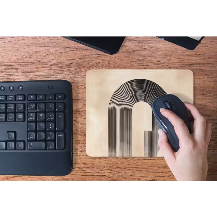 Boog - Strepen - Minimalistisch - Zwart muismat rubber klein -toetsenbord