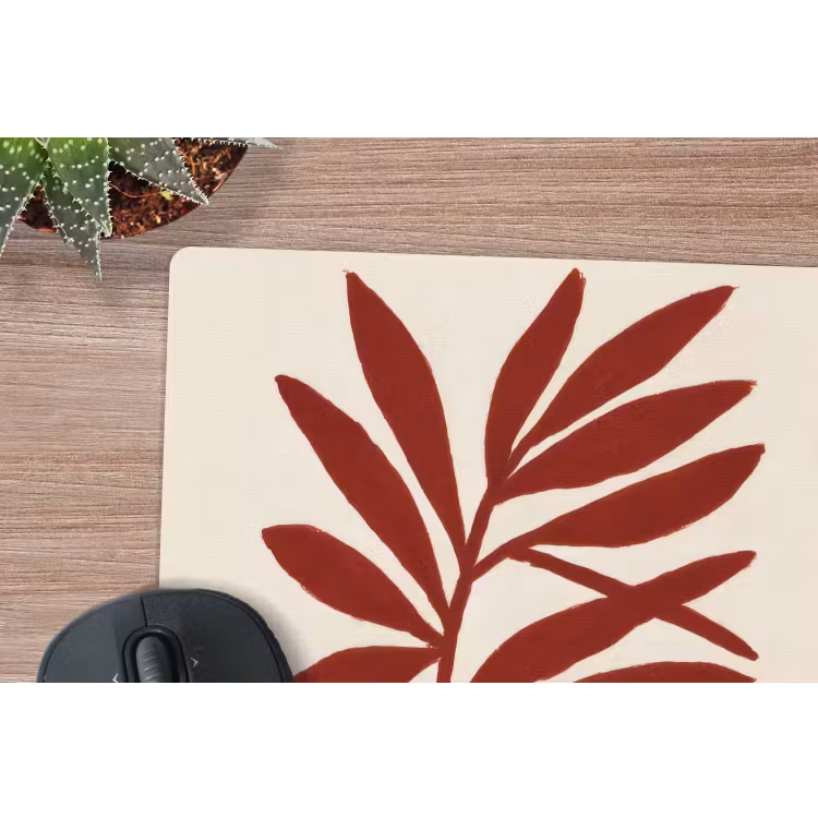 Tak - Bladeren - Rood muismat rubber klein -closeup