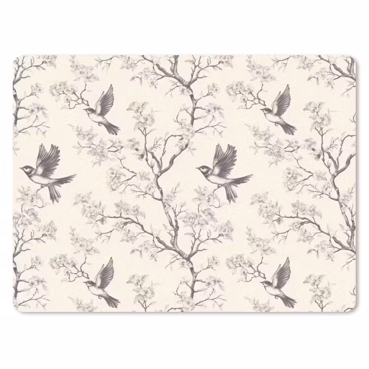 Takken - Vogels - Beige muismat rubber klein 262 -3d