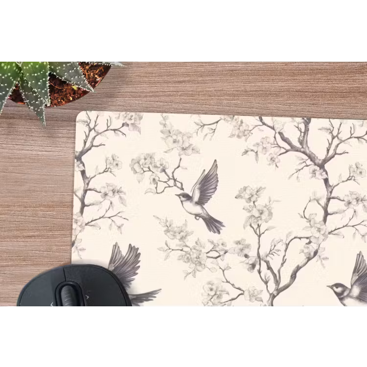 Takken - Vogels - Beige muismat rubber klein 262 -closeup