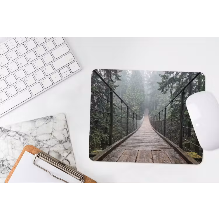 Brug - Bos - Mist - Natuur muismat rubber klein -witbureau
