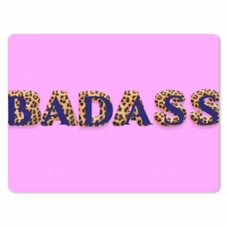 Felroze - Badass - Panterprint - Schaduw muismat rubber klein -3d