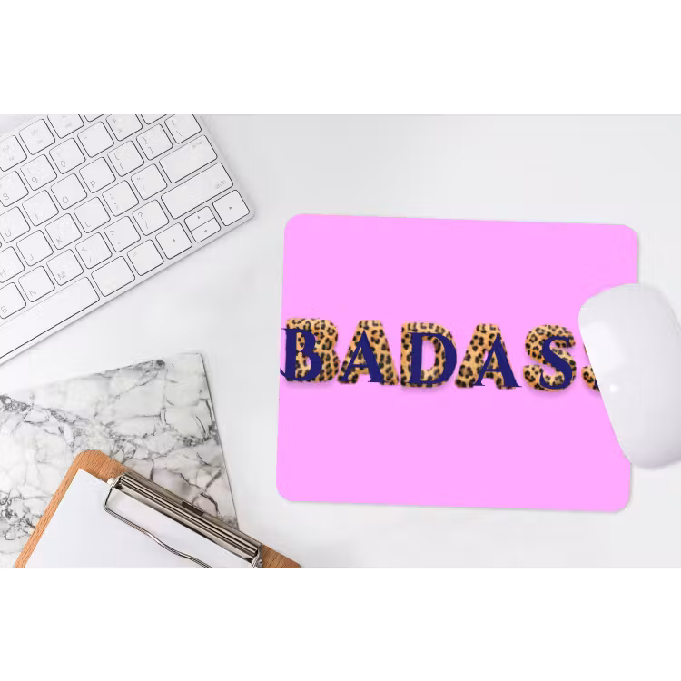 Felroze - Badass - Panterprint - Schaduw muismat rubber klein -witbureau
