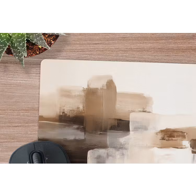 Penseelstreken - Abstract landschap - Rust muismat rubber klein -closeup
