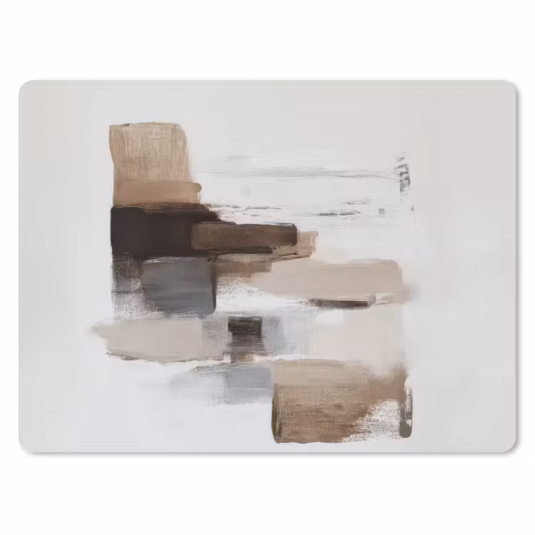 Penseelstreken - Balans - Beige - Bruin muismat rubber klein -3d