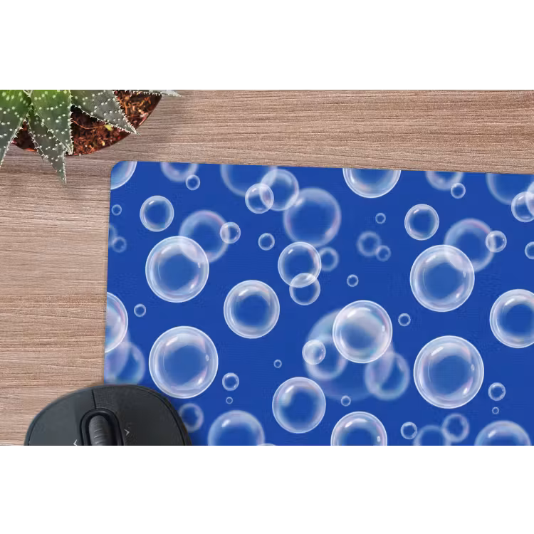 Bubbels - Patroon - Blauw muismat rubber klein -closeup