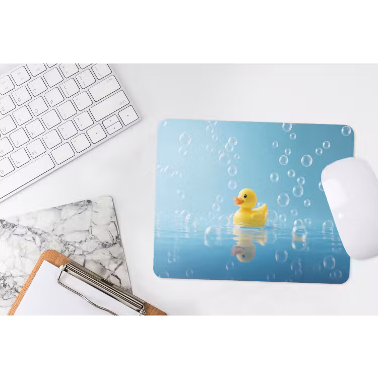 Bubbels - Badeend - Geel muismat rubber klein -witbureau