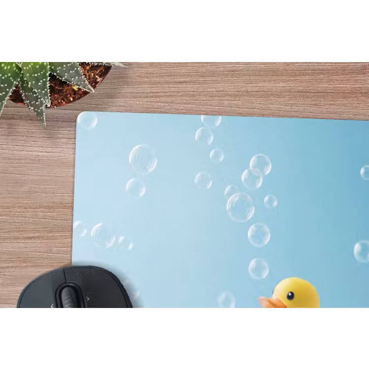 Bubbels - Badeend - Geel muismat rubber klein -closeup
