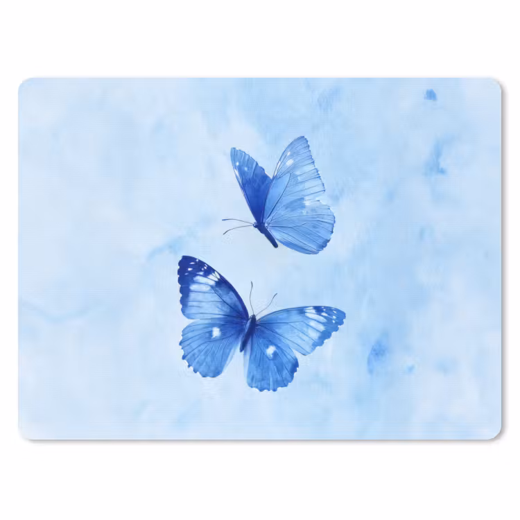 Vlinders - Sierlijk - Blauw muismat rubber klein -3d